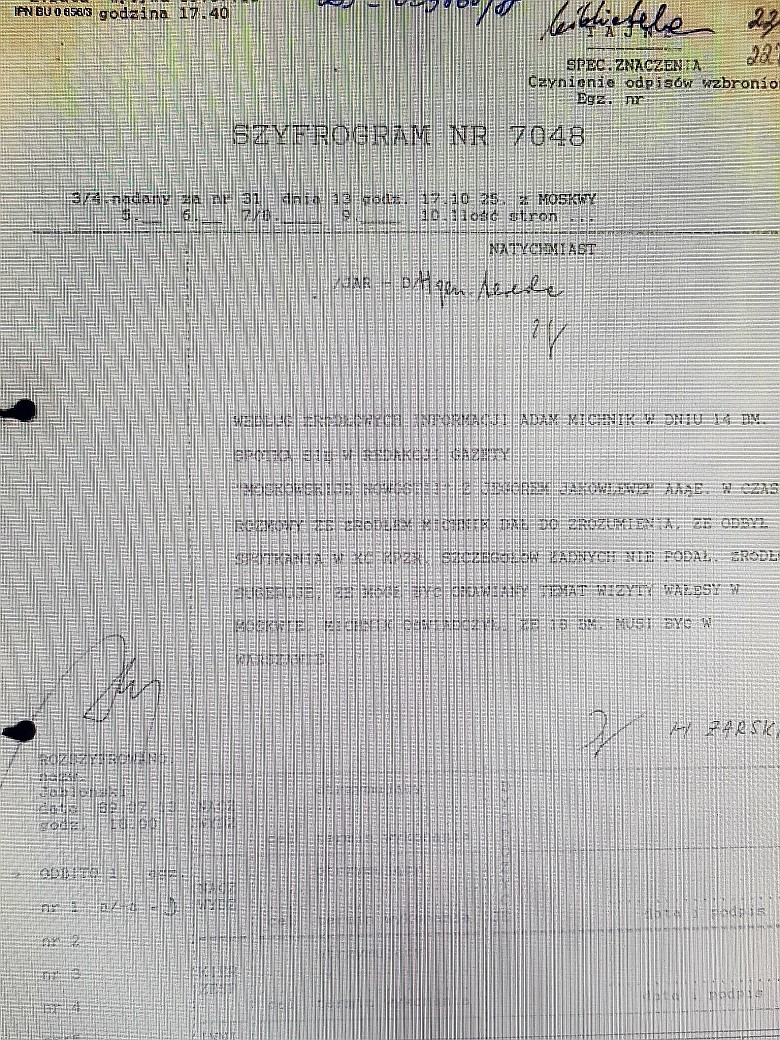 Szyfrogram Grupy Operacyjnej SB o krypt. Wisła w Moskwie z 13.071989 (2 m-ce przed powołaniem rządu T. Mazowieckiego)