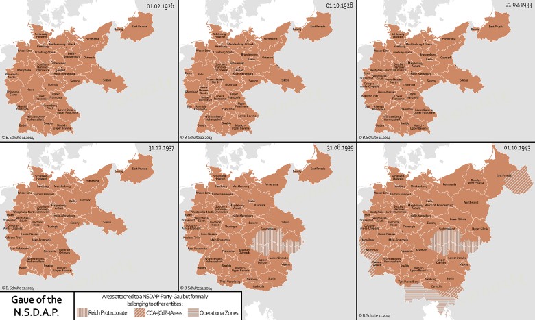 Niemieckie jednostki administracyjno-sądownicze w latach 1926, 1928, 1933, 1937, 1939 i 1943