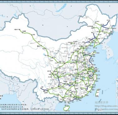 Chińska mapa kolei dużych prędkości 2019.01