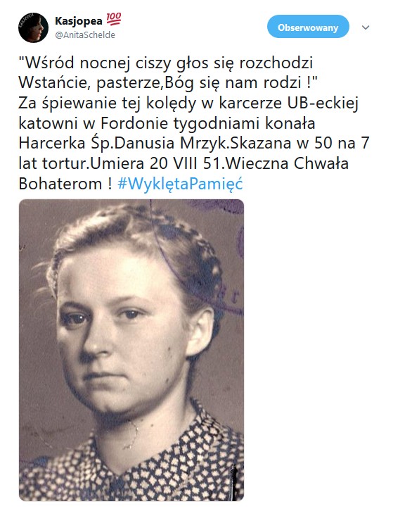 Wśród nocnej ciszy głos się rozchodzi Wstańcie, pasterze,Bóg się nam rodzi ! Za śpiewanie tej kolędy w karcerze UB-eckiej ...