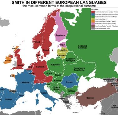 Nazwisko Smith w różnych językach europejskich