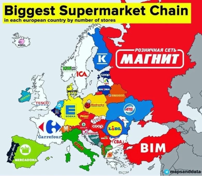 Największa sieć supermarketów w każdym europejskim kraju