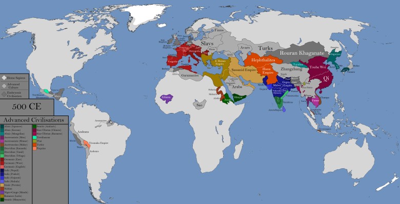 Mapa świata w 500 roku