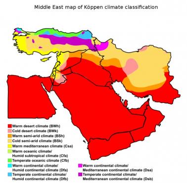 Mapa klimatu na Bliskim Wschodzie