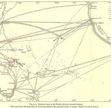 Główne szlaki handlowe przez Pacyfik, 1938-39