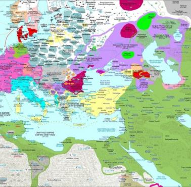 Mapa Europy i Bliskiego Wschodu z 750 roku n.e.
