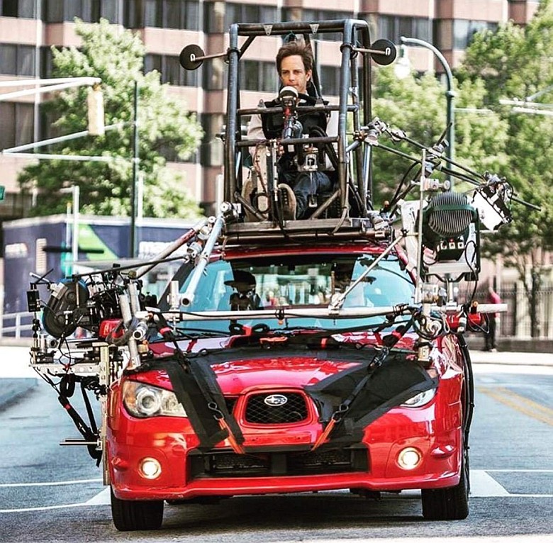 Samochód z osprzętem, który był wykorzystywany podczas zdjęć do filmu Baby Driver