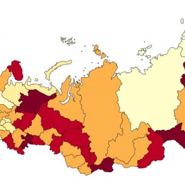 Przestępstwa związane z handlem narkotykami zarejestrowane w Rosji, 2018 (na 100 000 mieszkańców)