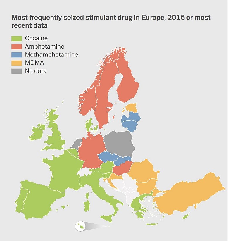 Najpopularniejsze narkotyki w Europie, 2016