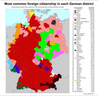 Najliczniejsze mniejszości w Niemczech, 2011