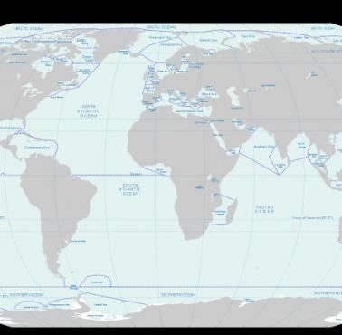 Granice między oceanami i morzami na świecie. Zlewiska oceaniczne świata