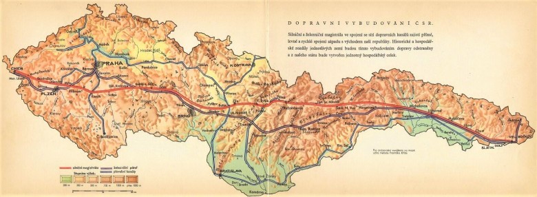 Propozycja budowy autostrady przez Czechosłowację z 1938 roku autorstwa Jana Antonina Baty