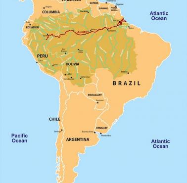 Dorzecze Amazonki obejmuje około 40% Ameryki Południowej