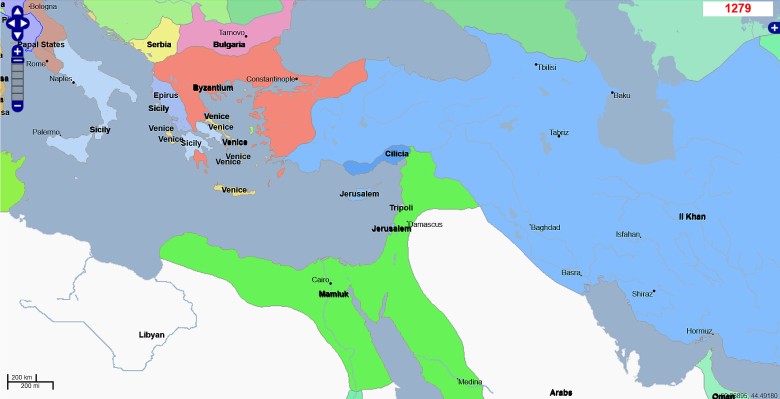 Wschodnia część Morza Śródziemnego, 1279 rok n.e.