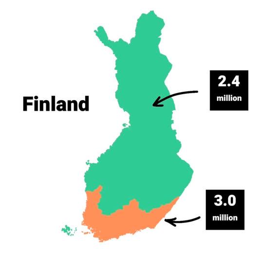 Koncentracja ludności w Finlandii, 2.4 mln vs. 3 mln