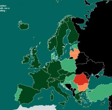 Udział ogółu ludności nie mającej wanny ani prysznica w mieszkaniu w Europie