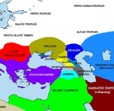 Europa Wschodnia, Kaukaz i Bliski Wschód w roku 650 roku