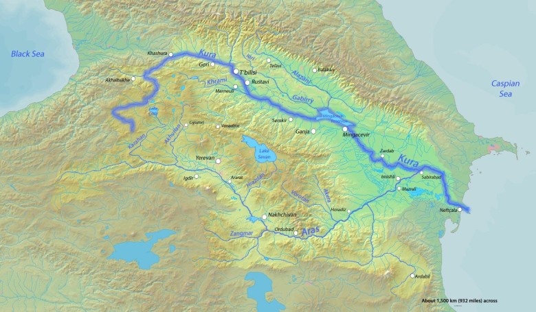 Wszystkie rzeki w Armenii, Azerbejdżanie i Gruzji