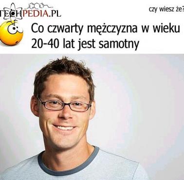 Co czwarty mężczyzna wwieku 20-40 lat jest samotny