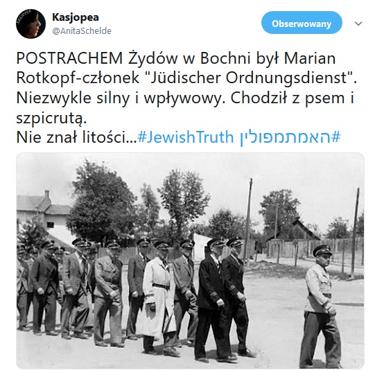 POSTRACHEM Żydów w Bochni był Marian Rotkopf-członek Jüdischer Ordnungsdienst. Niezwykle silny i wpływowy. Chodził z psem ...