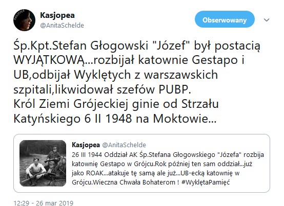 Śp.Kpt.Stefan Głogowski Józef był postacią WYJĄTKOWĄ...rozbijał katownie Gestapo i UB,odbijał Wyklętych z warszawskich ...