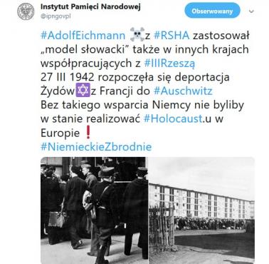 Adolf Eichmann z RSHA zastosował „model słowacki” także w innych krajach współpracujących ...