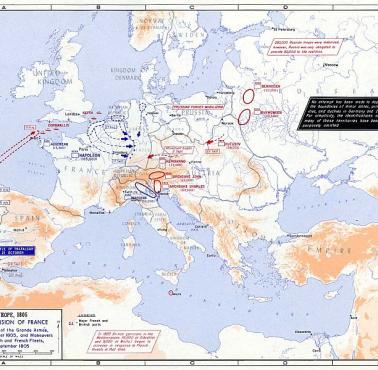 Strategiczna mapa Europy 1805 przed bitwą pod Austerlitz