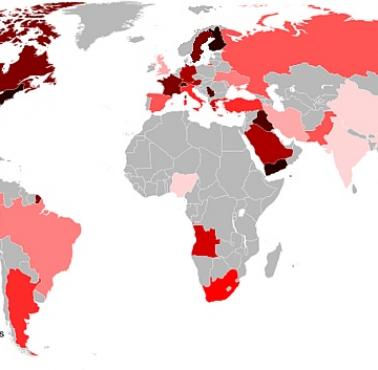 Liczba sztuk broni na 100 osób na świecie, 2008