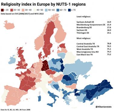 Ogólna religijność Europy, 2008-2017