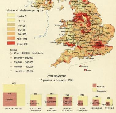 Gęstość zaludnienia Wielkiej Brytanii, lata 60-te, 1967