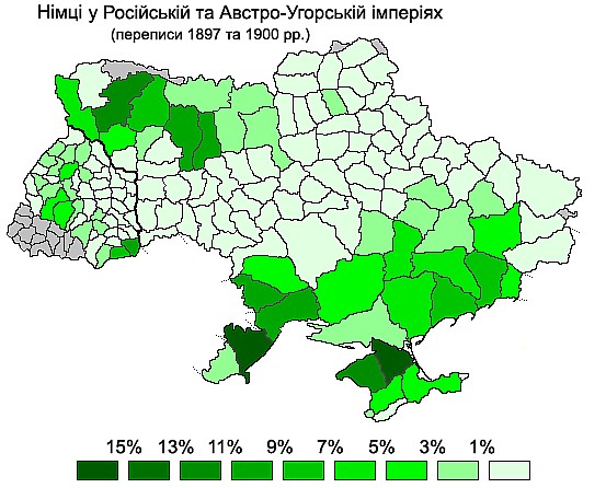 Skupiska ludności niemieckiej na Ukrainie, 1897