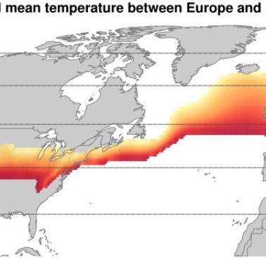 Pasmo równej średniej rocznej temperatury między Europą a Ameryką Północną