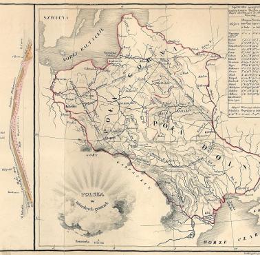 Polska w jej naturalnych granicach. Mapa z 1847 roku stworzona przez prekursora polskiej geopolityki Oskara Żebrowskiego