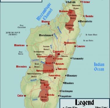 Mapa planowanego żydowskiego państwa na Madagaskarze