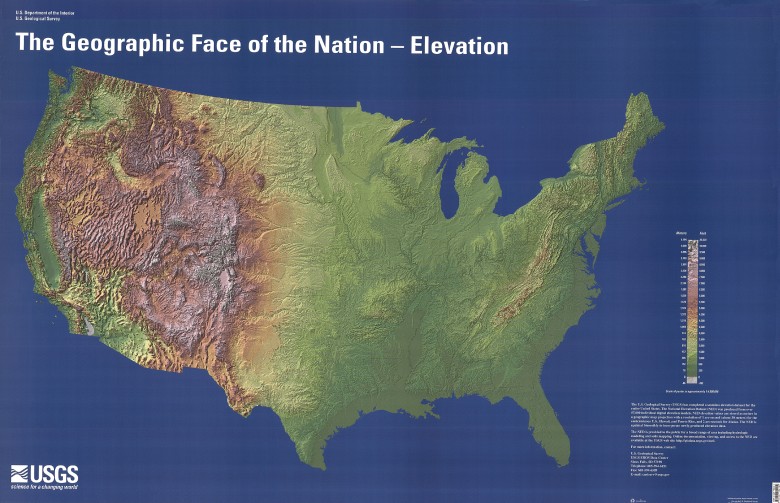 Reliefowa mapa USA