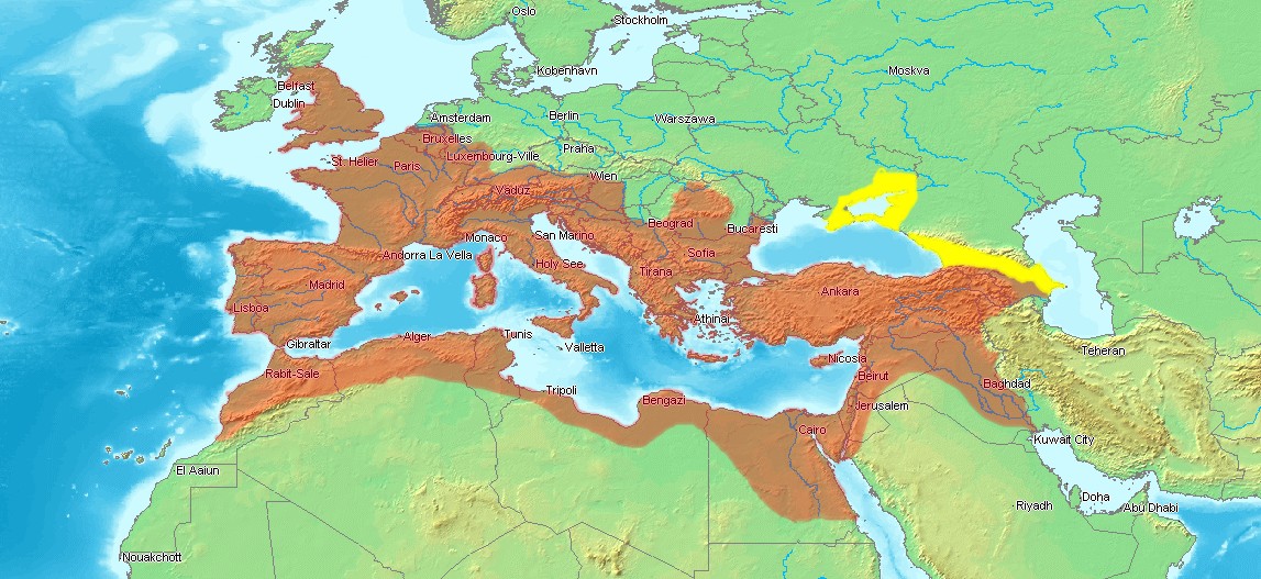 Zasięg Imperium Rzymskiego po śmierci cesarza Trajana