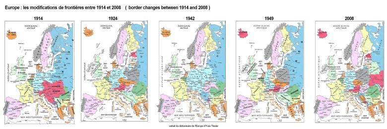 Europa: zmiany granic między 1914 a 2008 rokiem