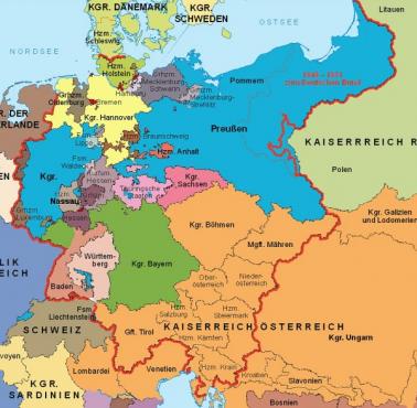 Związek Niemiecki – konfederacja państw niemieckich i wolnych miast, utworzona na kongresie wiedeńskim, 1815 - 1866