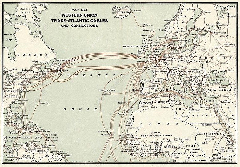 Kable telegraficzne ok. 1900 roku