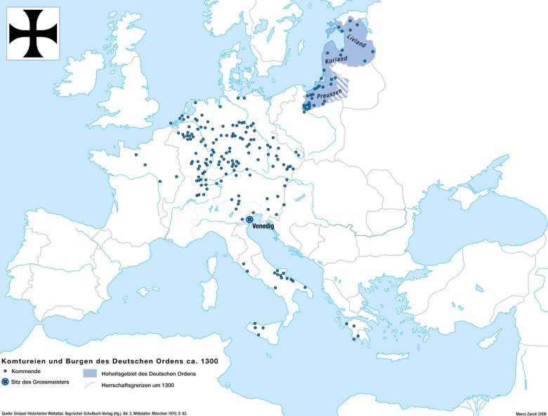 Posiadłości krzyżackie w Europie. Państwo krzyżackie w 1300 roku