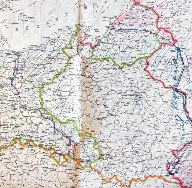 Granice Polski z odręcznymi poprawkami Stalina z 1944 roku