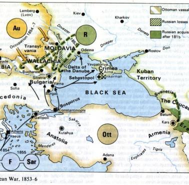 Wojna krymska 1853-1856, czyli próba podporządkowania Turcji (Dardanele, Bosfor) przez Rosję