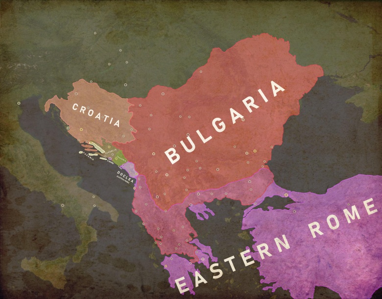 Mapa Bałkanów w 927 roku