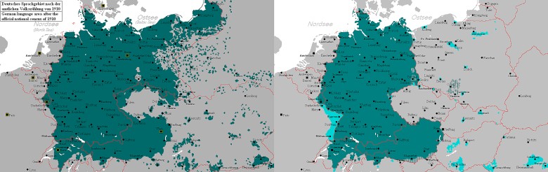Mapa Niemiec z 1910 i 1945 roku