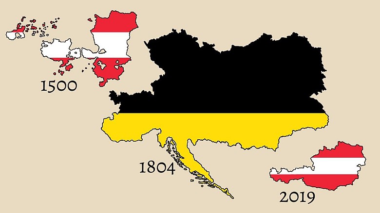 Granice Austrii w 1500, 1804, 2019