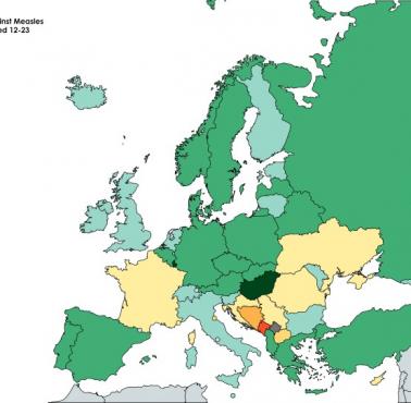 Szczepienia przeciwko odrze w Europie w 2017 r. Źródło: WHO