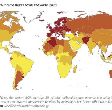 Współczynnik nierówności majątkowych na świecie, 2021