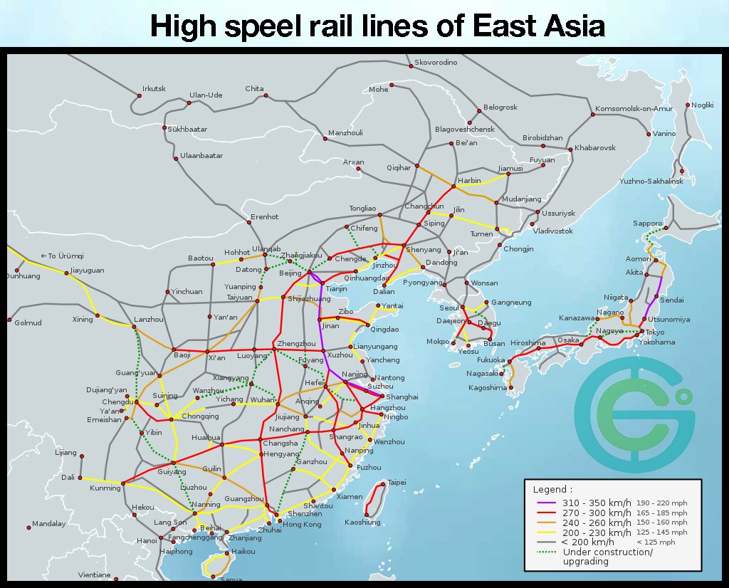 Linie kolei dużych prędkości we wschodniej Azji