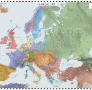Mapa Europy z 1860 roku