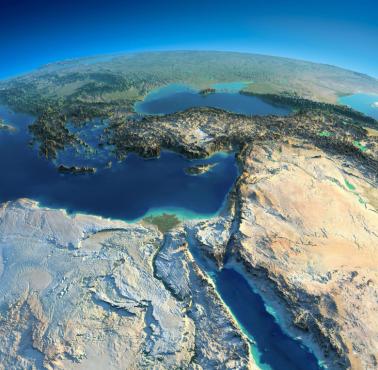 Reliefowa mapa wschodniego regionu Morza Śródziemnego